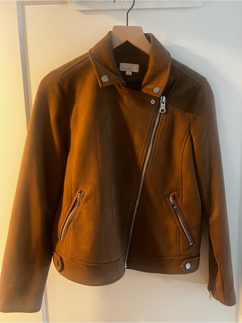 LOFT Tan Suede Moto Jacket
